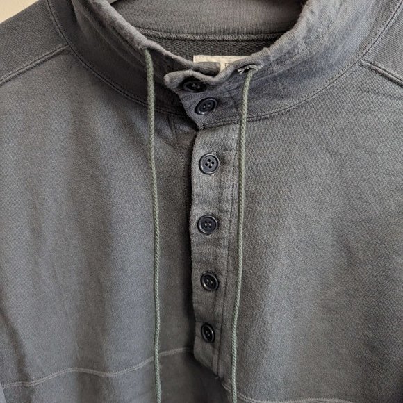 Half-Button Popover Sweatshirt Washed Blue Ajustible Neck - Picture 3 of 6
